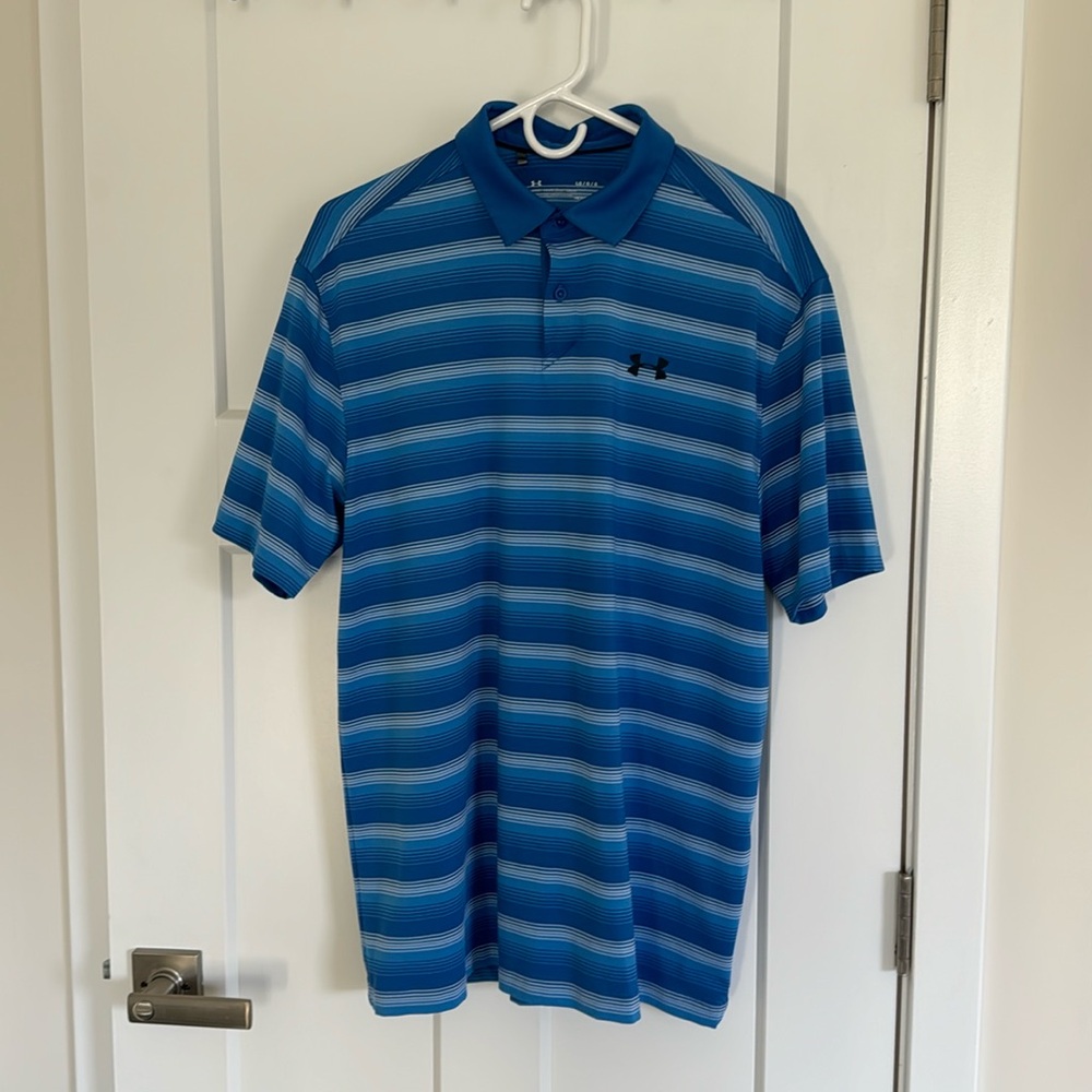 Blue & white stripes UA Heatgear polo